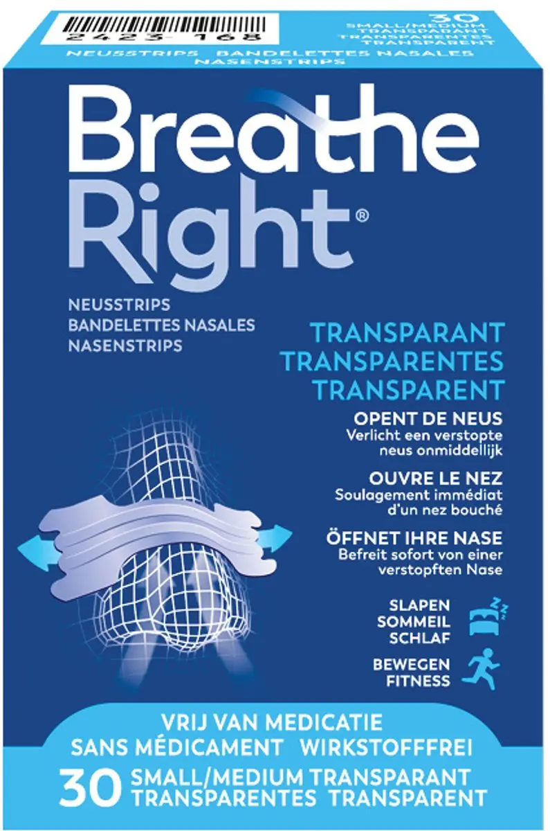 Breathe Right Neusstrips Transparant Small/Medium