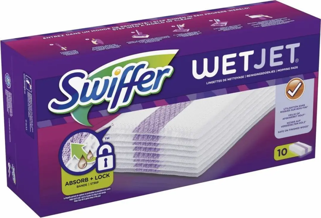 Swiffer WetJet Reinigingsdoekjes - 40 Stuks (4x10) - Paars/Wit