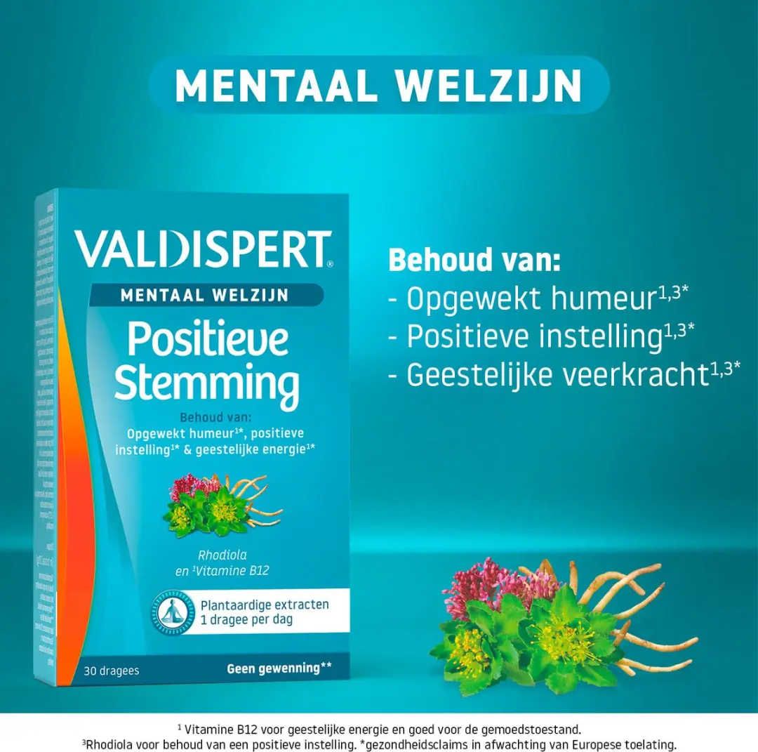 Valdispert Positieve Stemming Vitamine B12 30 Dragees - Rhodiola