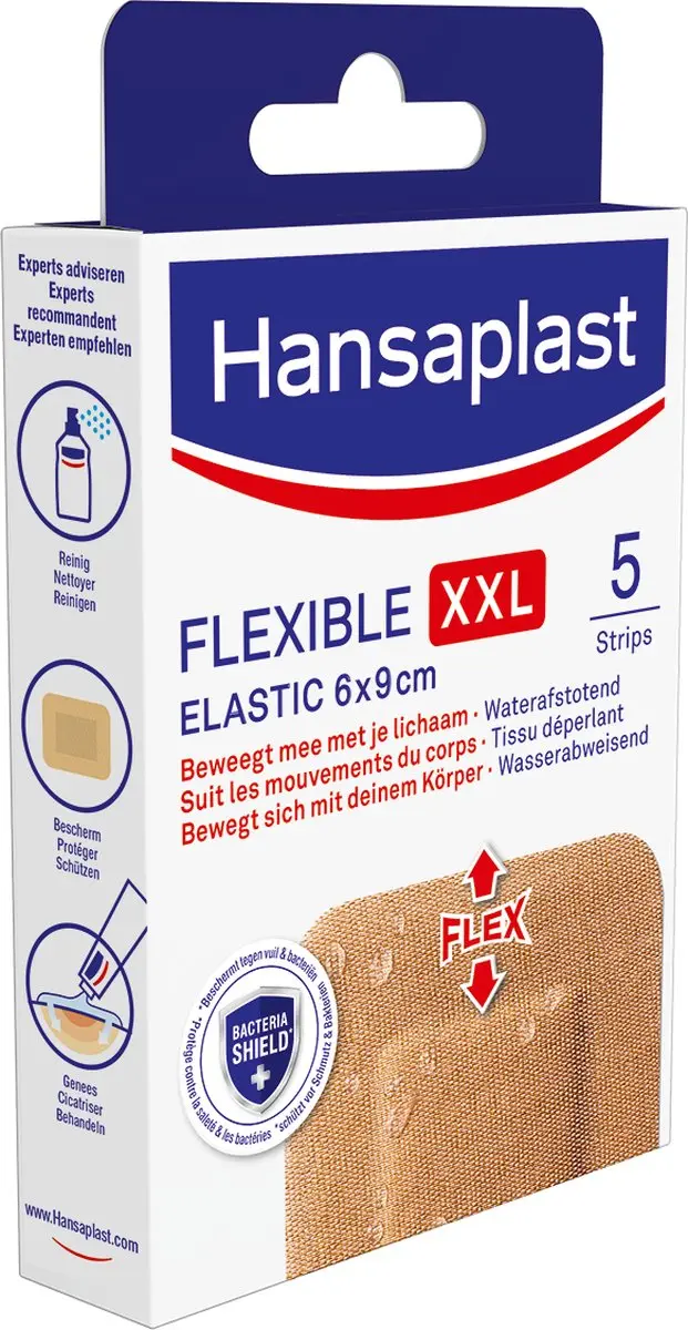 Hansaplast Flexible Elastic XXL Pleisters 6x9cm - 5 Stuks