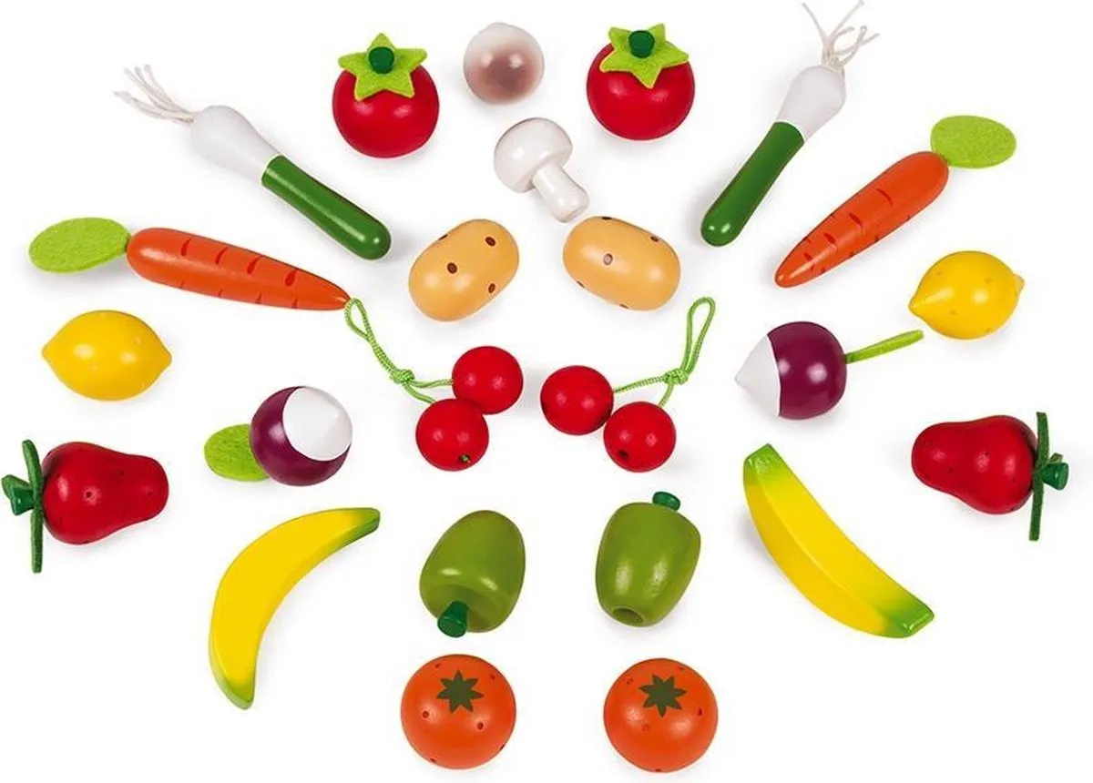 Janod In De Keuken Groenten & Fruit Mand - 24 Stuks Multikleur