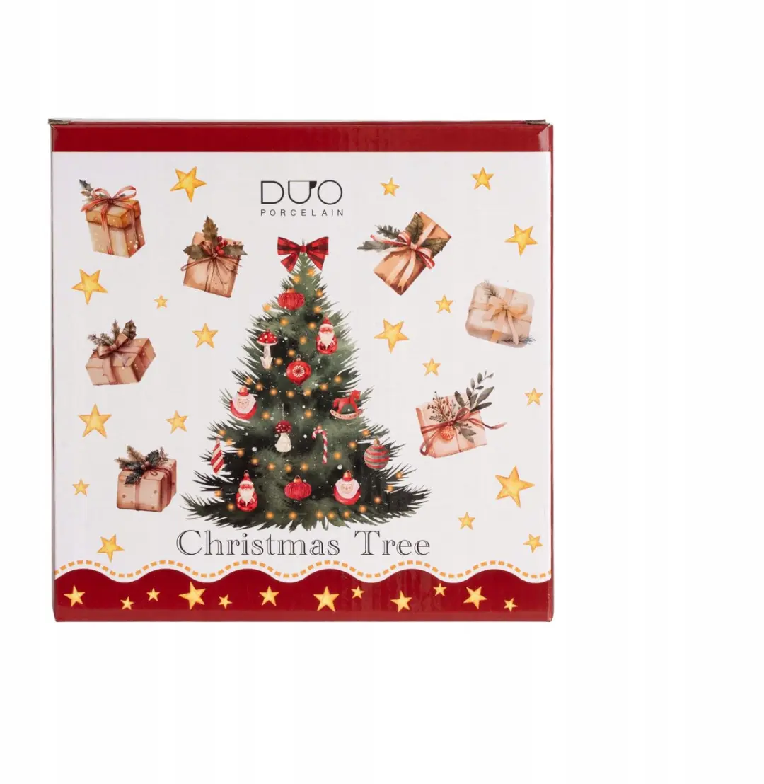 Duo Kerstboom Porseleinen Dinerbord - Crèmewit