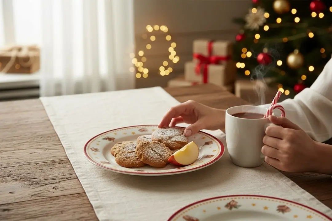 Duo Kerstboom Porseleinen Dinerbord - Crèmewit