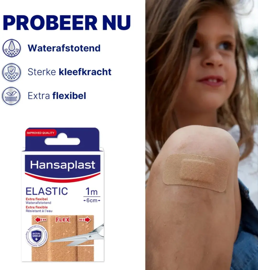 Hansaplast Elastic Pleisters 10x10cm - Waterafstotend - Beige