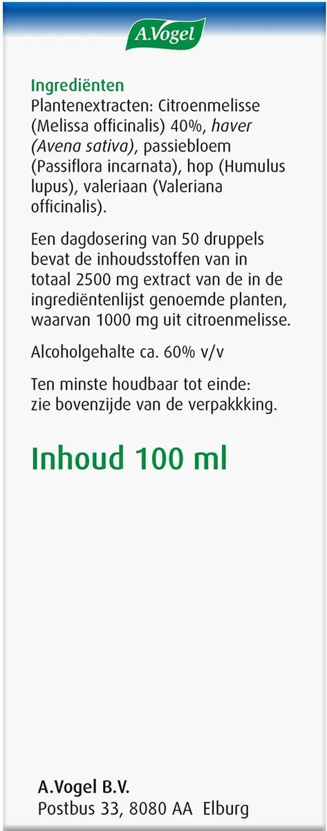 A.Vogel Dormeasan Citroenmelisse Nachtrust Druppels 100ml