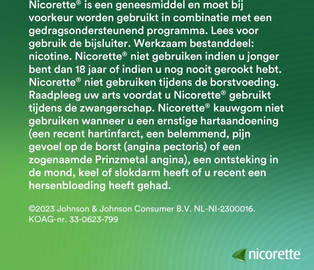 Nicorette Suikervrij Kauwgom 2mg Fresh Fruit - 60 Stuks