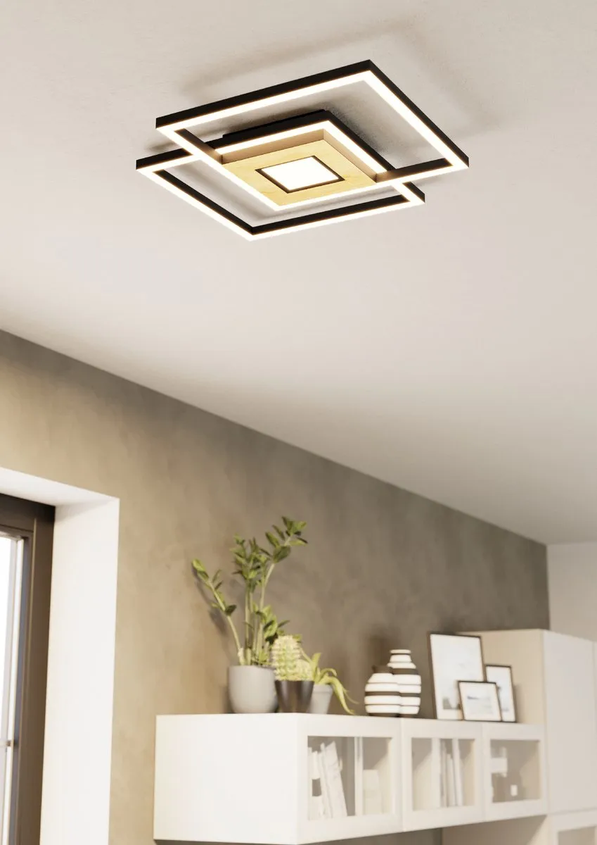 Eglo Marinello Plafondlamp 3x - 48,5cm - Zwart/Wit/Bruin