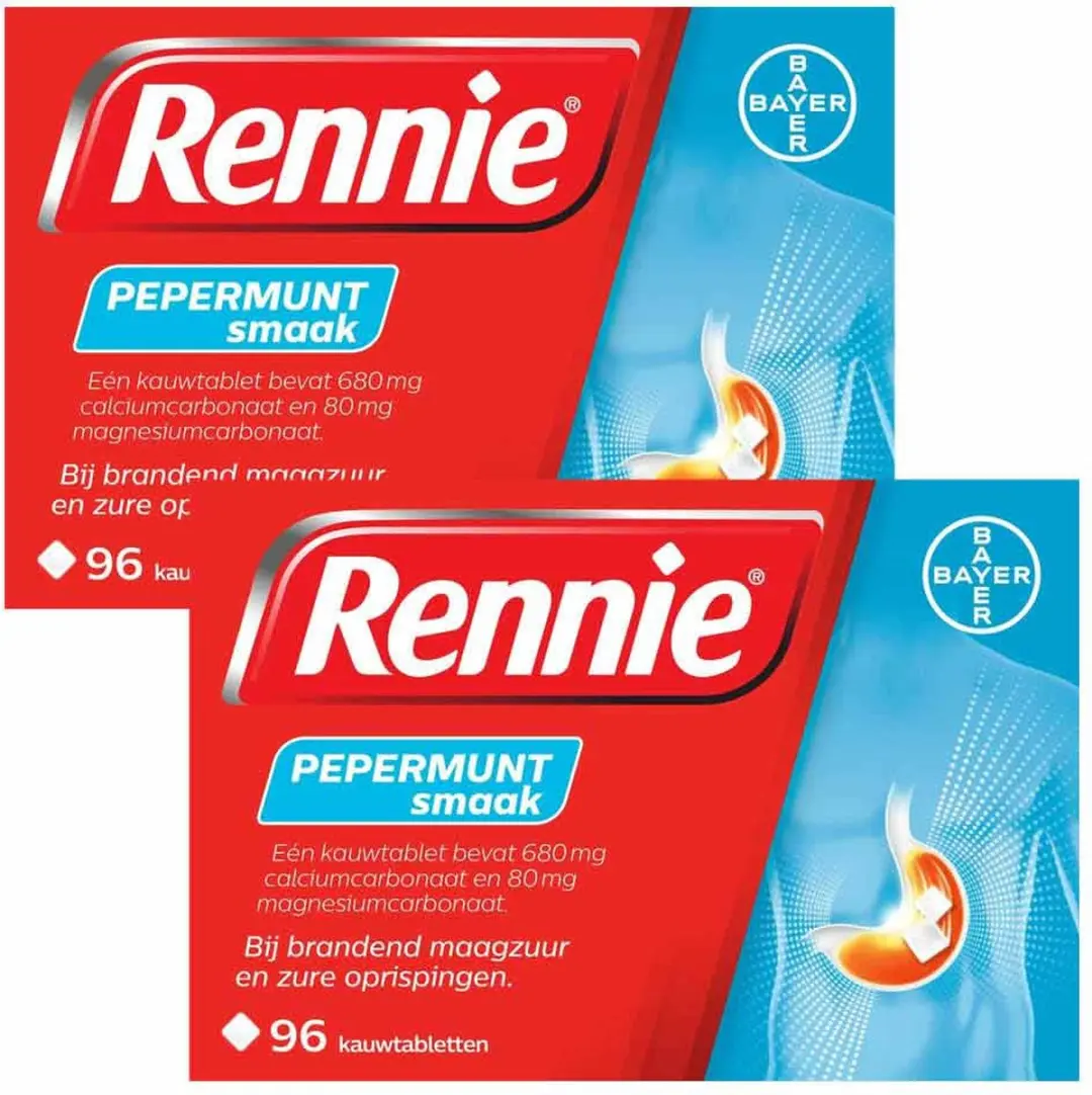 Rennie Pepermunt Kauwtabletten - 2x96 Stuks
