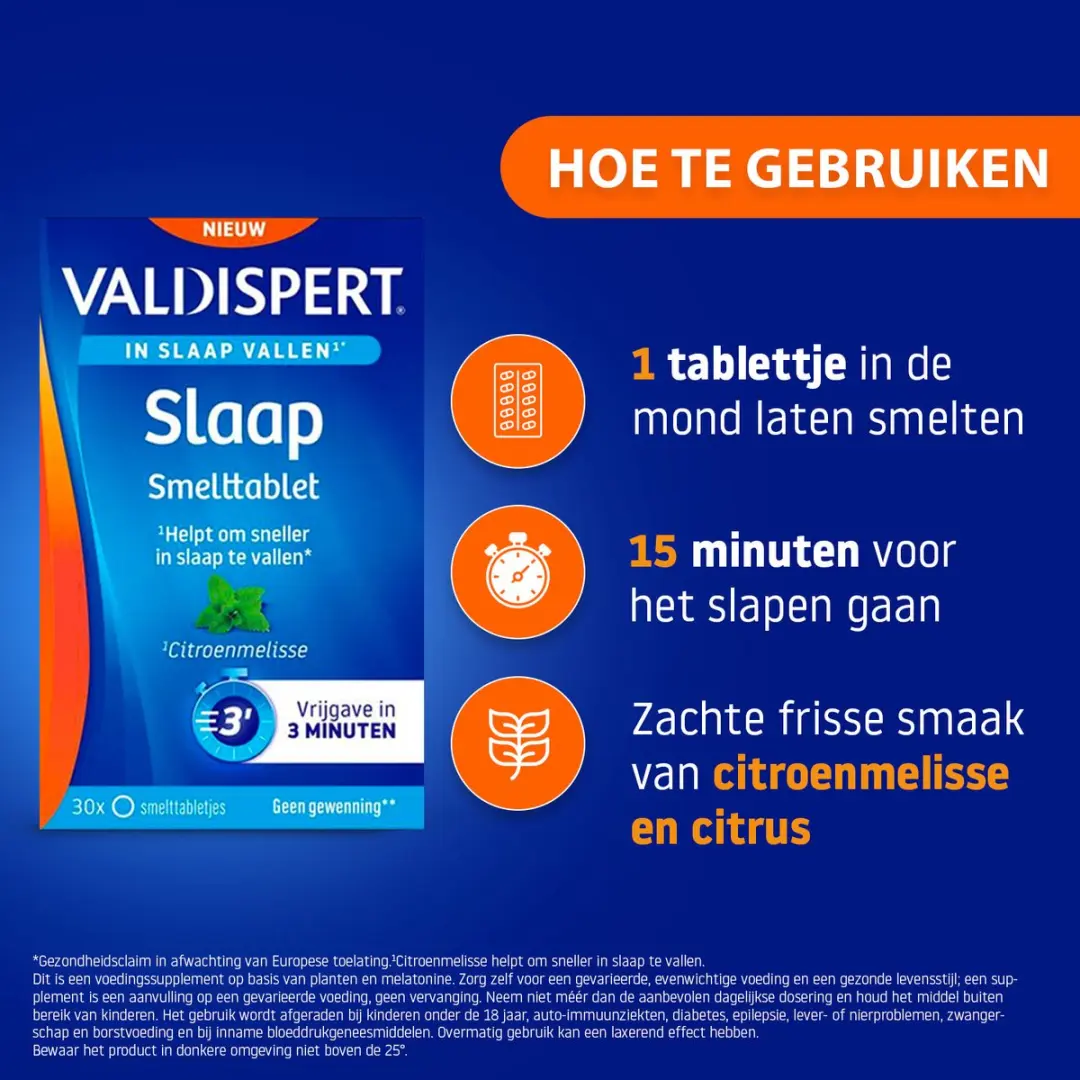 Valdispert Slaap Smelttablet Citroenmelisse - 30 Stuks
