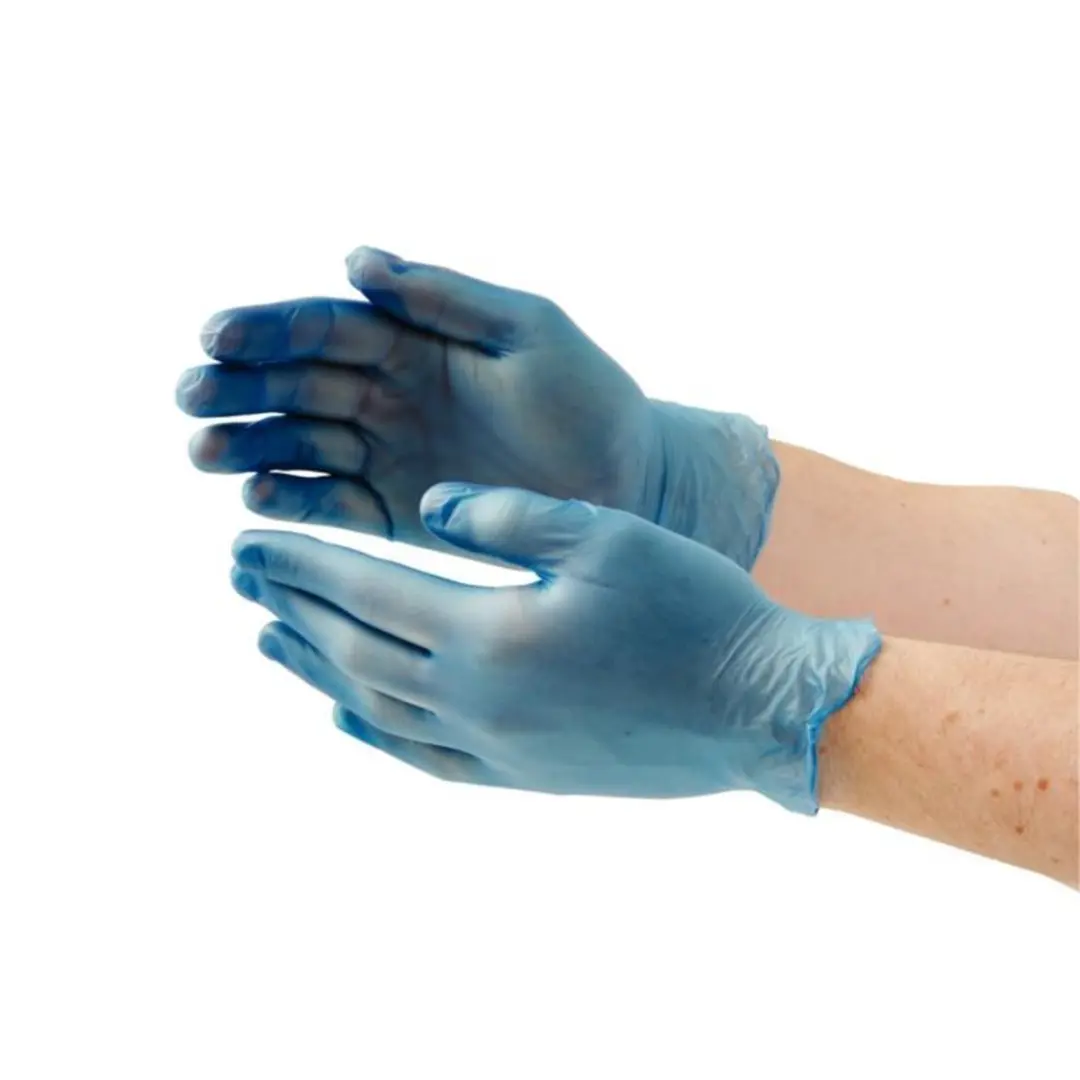 Vogue Hygiplas Vinyl Handschoenen M - 100 Stuks - Blauw Gepoederd