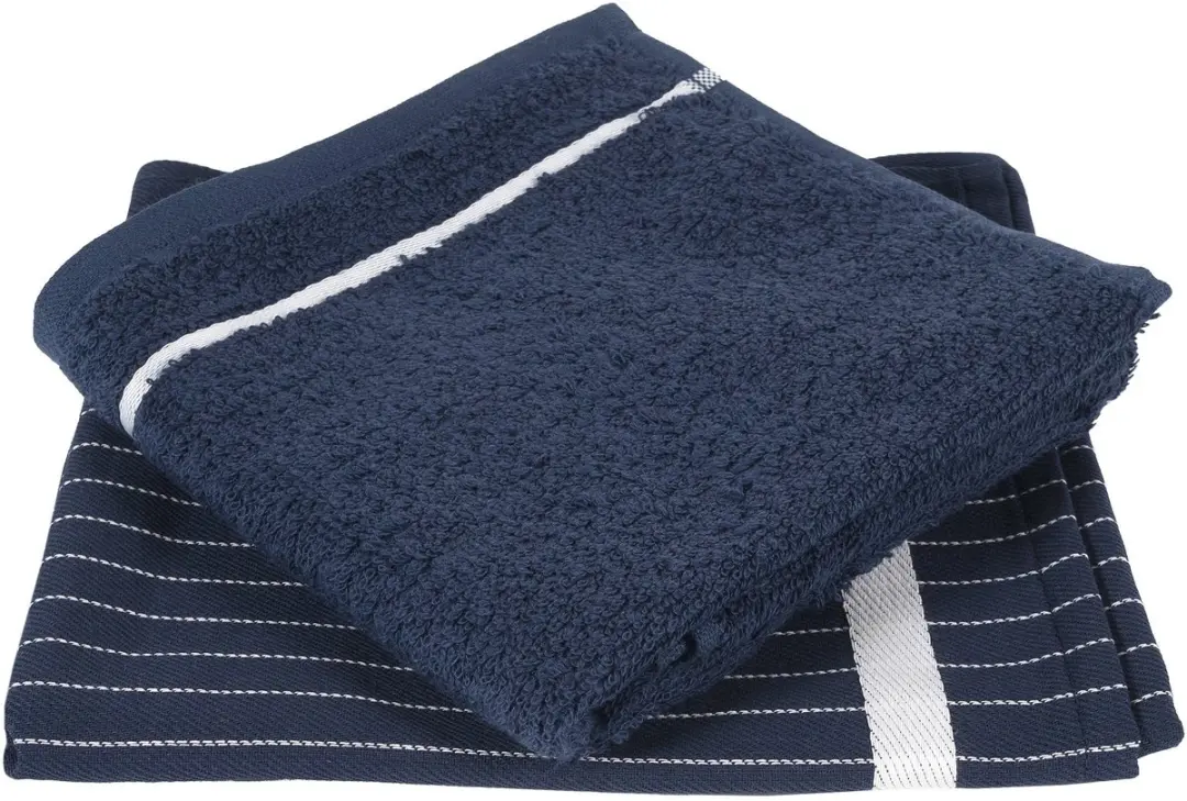 Twentse Damast Keukendoeken Set 6 Stuks 50x55cm - Marineblauw - afbeelding 5 van 5