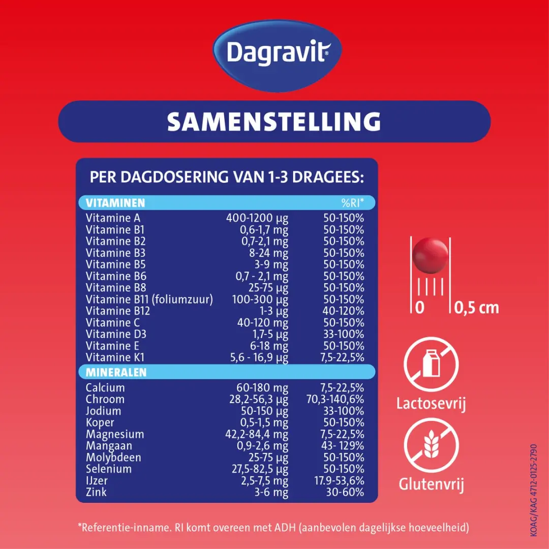 Dagravit Totaal 30 Multivitaminen 550 Dragees