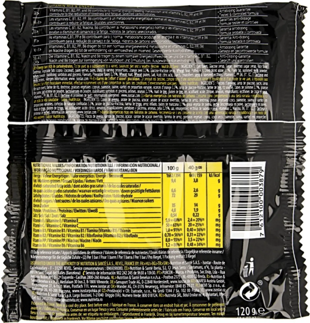 Isostar Bar Multifruit 3 Stuks - 120g