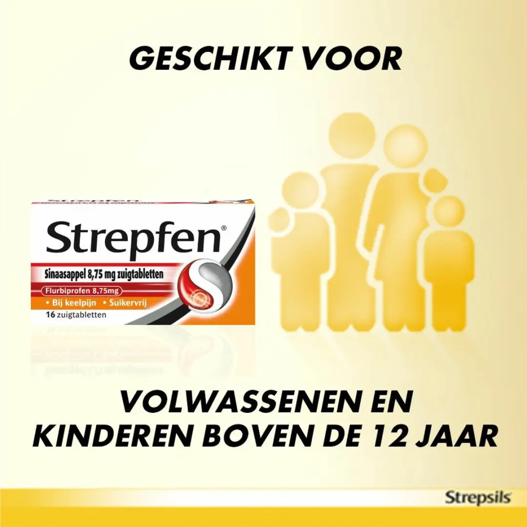 Strepfen Sinaasappel Suikervrij Zuigtabletten - 3x16 Stuks