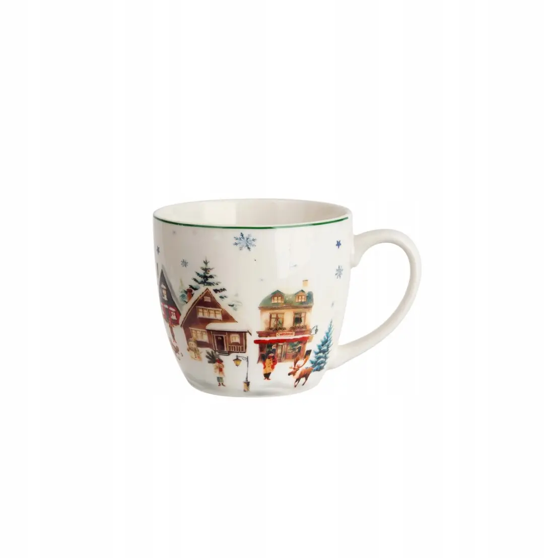 Duo Keramiek Mok Christmas Village 460ml - Crèmewit