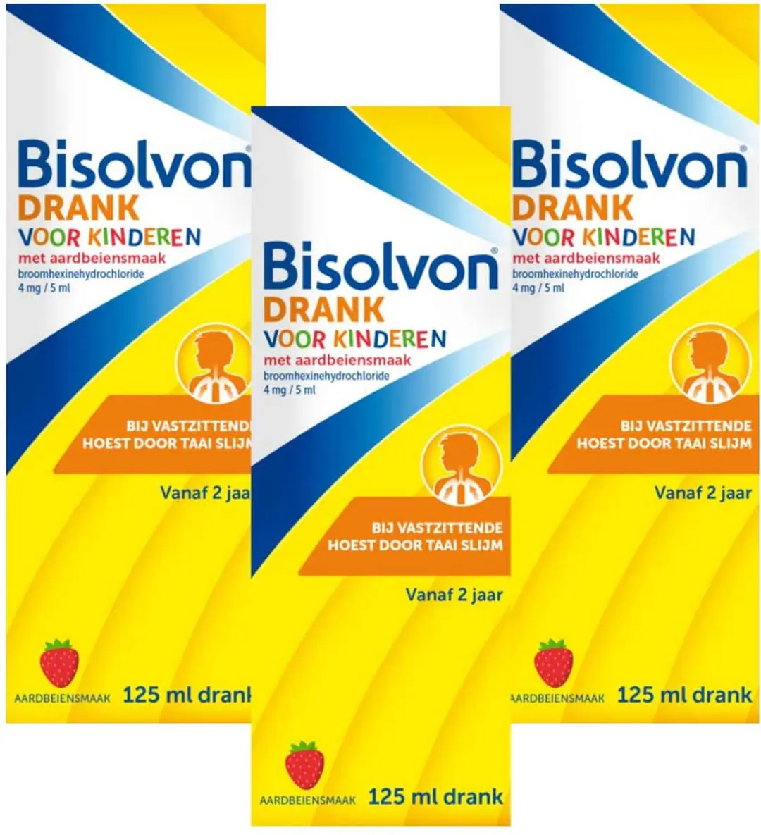 Bisolvon Drank Voor Kinderen Aardbeiensmaak - 3x125ml