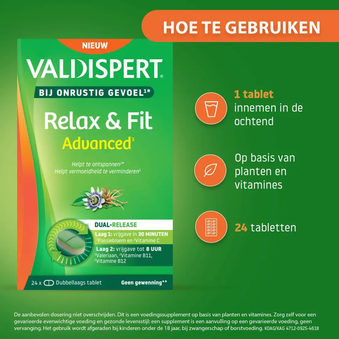 Valdispert Relax & Fit Advanced 24 tabletten - Passiebloem/Valeriaan