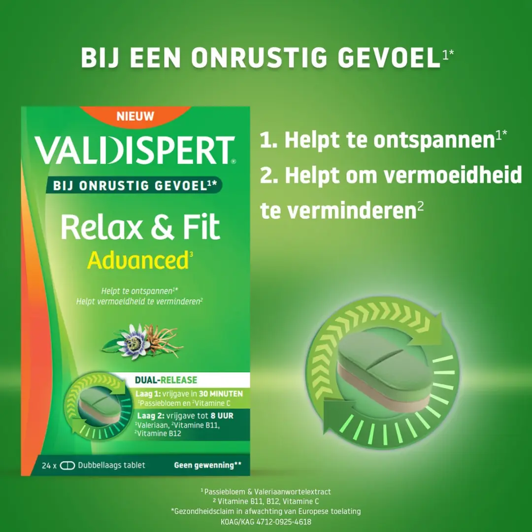 Valdispert Relax & Fit Advanced 24 tabletten - Passiebloem/Valeriaan