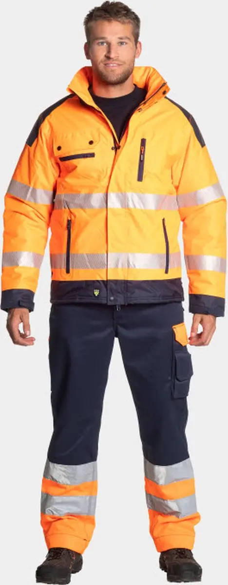 Herock Hodor High Viz Werkjas HV 1901 - M - Fluor geel/Donkerblauw
