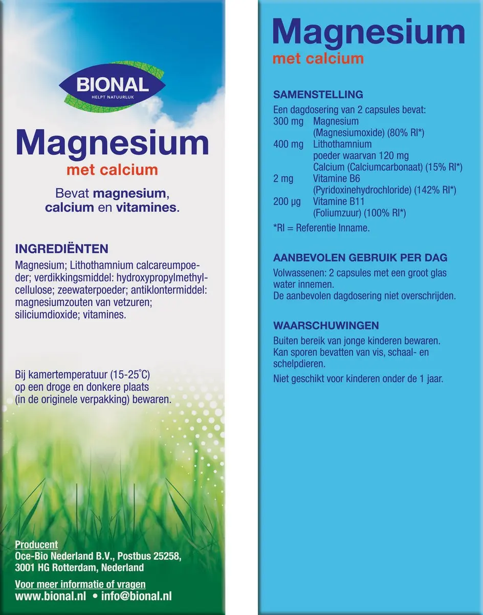 Bional Natuurlijk Zee Magnesium met Calcium 40 Capsules