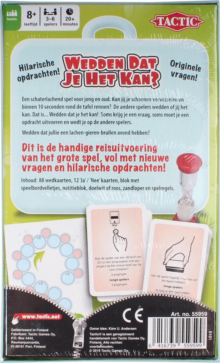 Tactic Wedden Dat Je Het Kan – Bordspel – Compacte Editie – Partyspel voor het Hele Gezin – Vanaf 8 Jaar – 3 tot 6 Spelers
