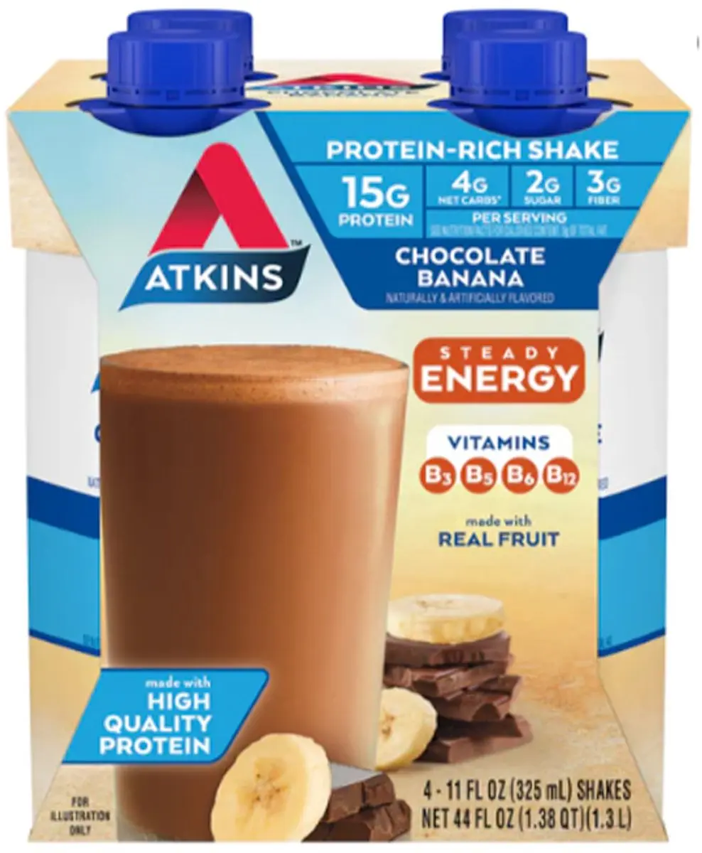 Atkins Protein Shake Chocolate Banana 4x325ml