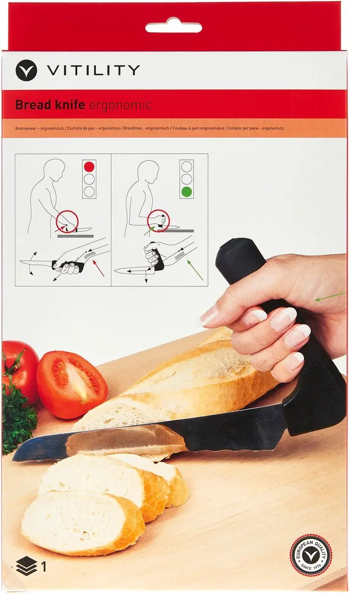 Vitility Broodmes - Ergonomisch - Zwart