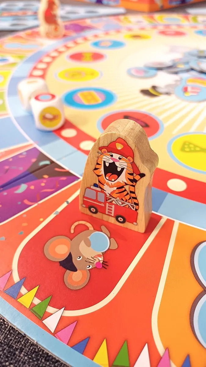 Tactic Dierencircus Bordspel - Extra Groot Speelbord 60cm - 5 Houten Dieren