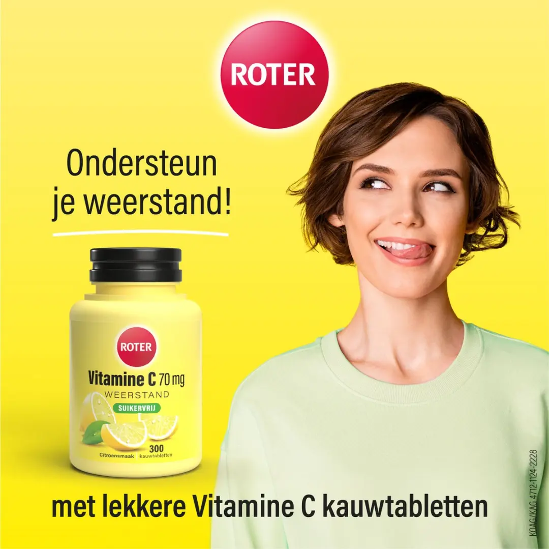 Roter Vitamine C 70mg Suikervrij Kauwtabletten 300 Stuks - Citroensmaak