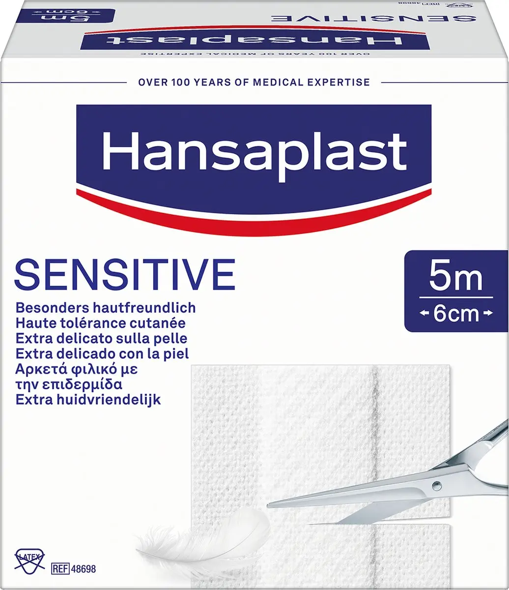 Hansaplast Sensitive Pleisters op rol 5m x 6cm