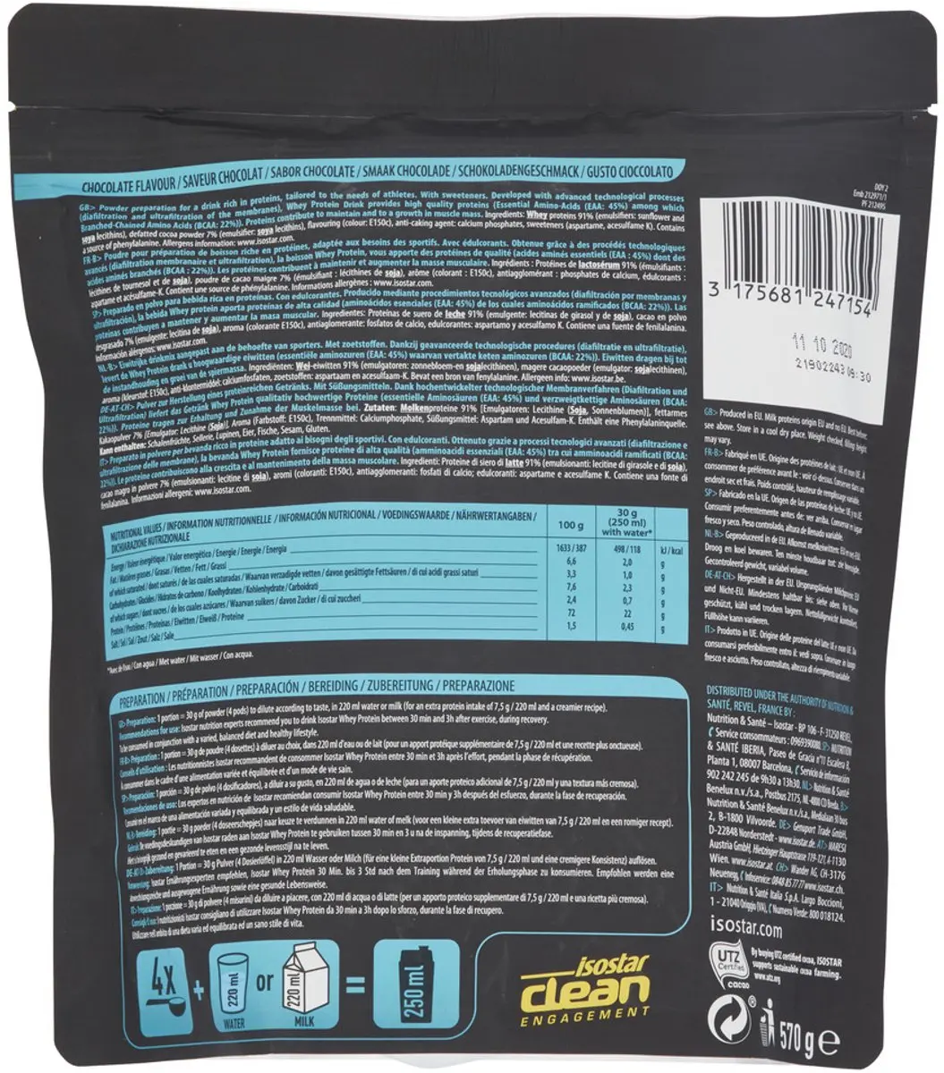 Isostar Whey Protein Chocolade - 570g