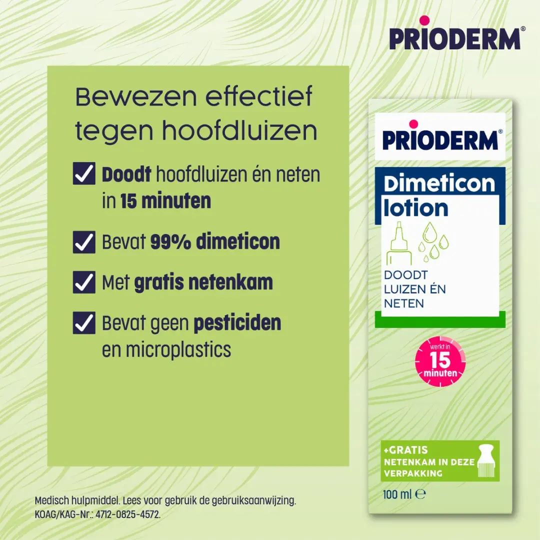 Prioderm Dimeticon Anti Luis Lotion 100ml - Incl. kam - afbeelding 6 van 6