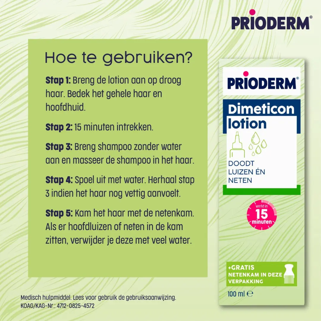 Prioderm Dimeticon Anti Luis Lotion 100ml - Incl. kam