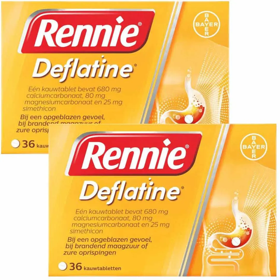 Rennie Deflatine Kauwtabletten - 2x36 Stuks