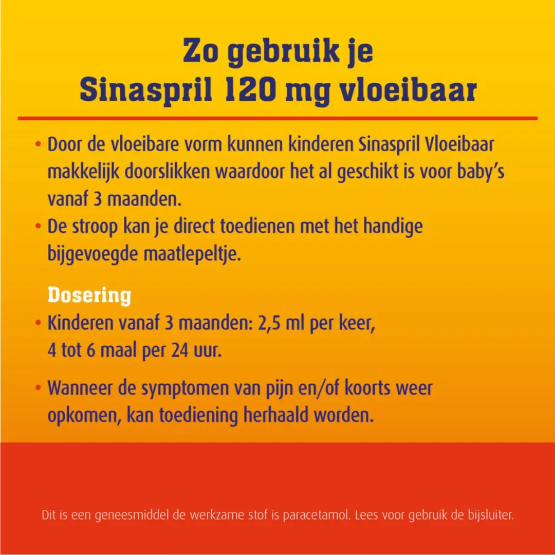 Sinaspril Vloeibaar Paracetamol 120mg - 2x100ml