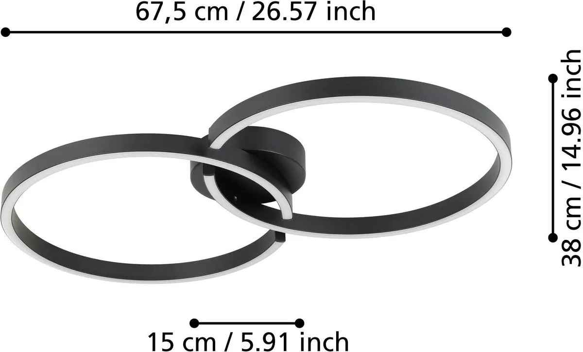 Eglo Gambulaga Plafondlamp 67.5cm - RGB & Wit - Dimbaar - Zwart/Wit