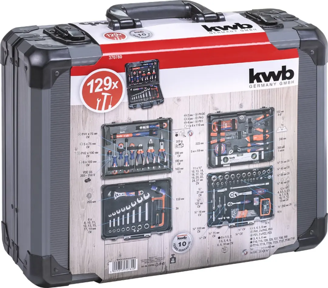 KWB Gereedschapskoffer 129-delig - Aluminium Koffer