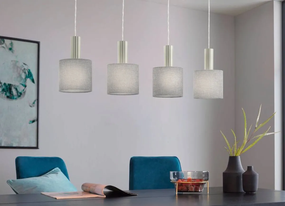 Eglo Concessa 2 Hanglamp 4-lichts - Nikkel-mat/Grijs