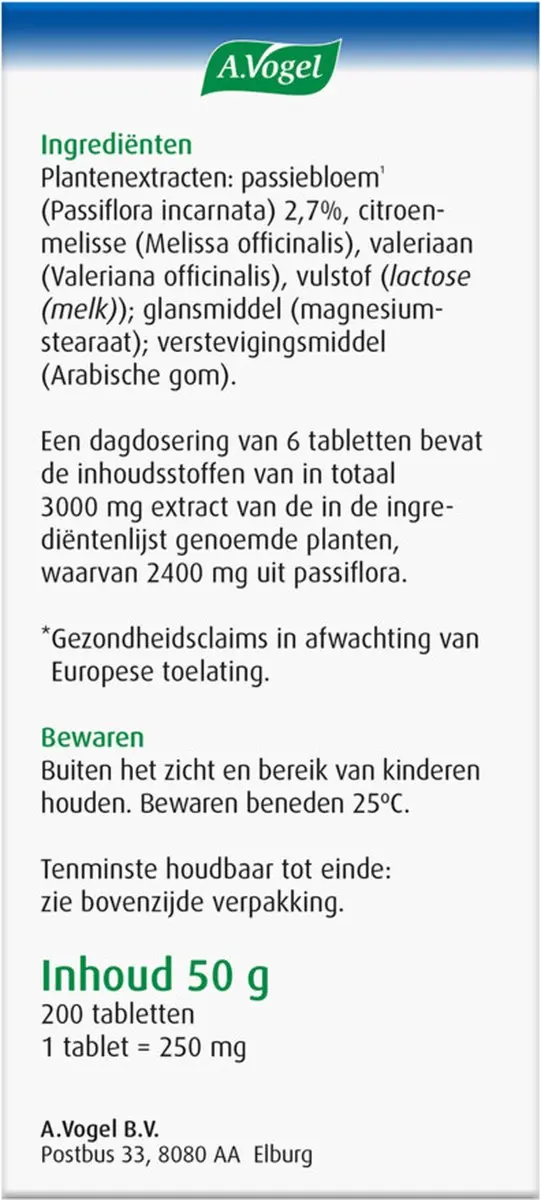 A.Vogel Passiflora Rustgevend 400g - 2x200 Tabletten