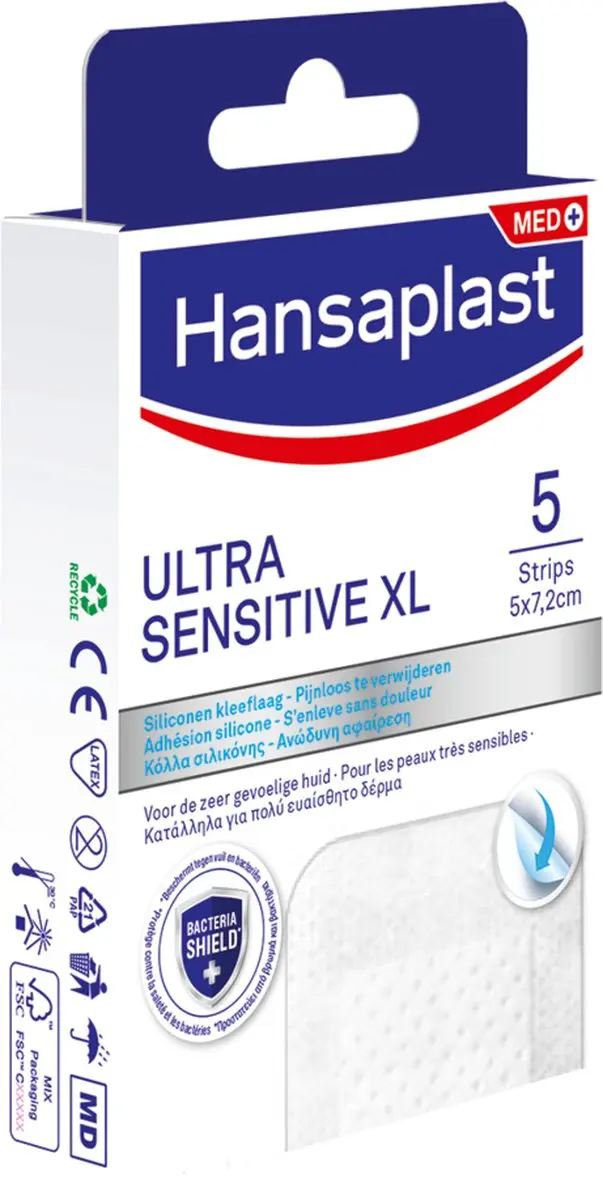 Hansaplast Ultra Sensitive XL Pleisters 5x7,2cm - 5 Stuks - afbeelding 6 van 6