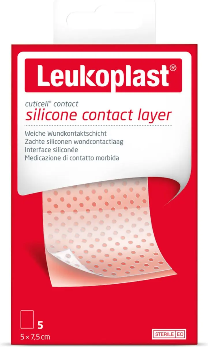 Leukoplast Cuticell Contact Siliconen Wondcontactlaag 5x7,5cm