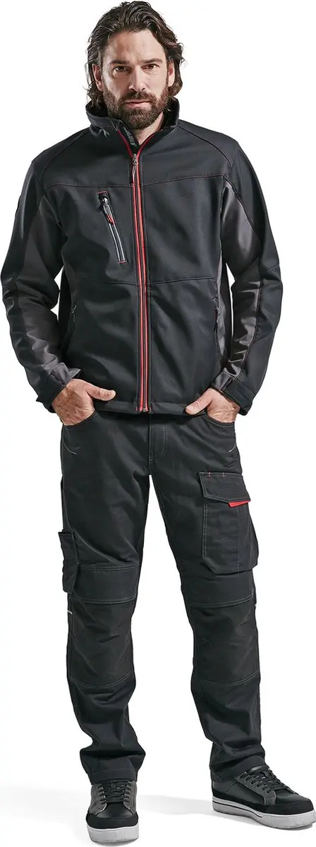 Blåkläder 4950-2516 Softshell Jack - L - Zwart/Rood - afbeelding 6 van 6