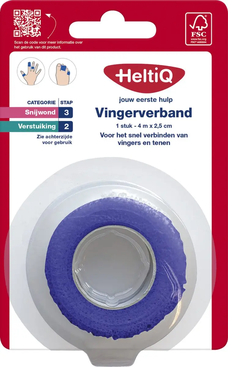 Heltiq Vingerverband 4m x 2,5cm - Blauw
