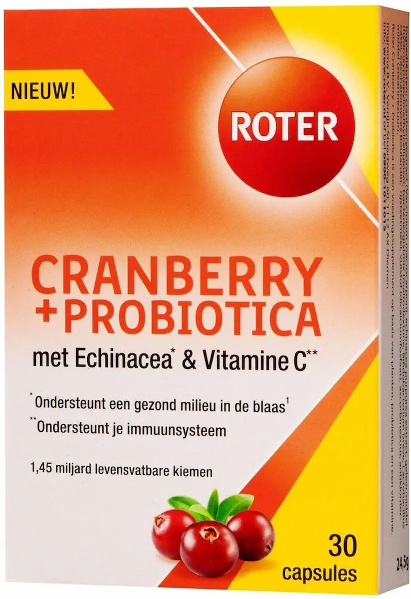 Roter Cranberry Biotica Echinacea 30 Capsules - 1,45 miljard bacteriën
