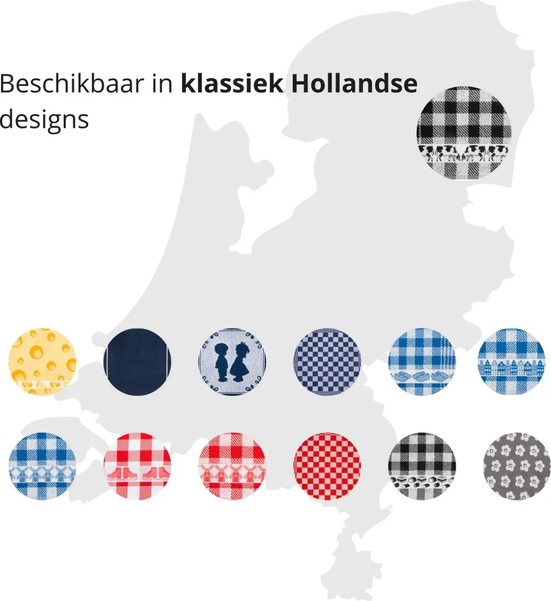 Twentse Damast Theedoeken & Keukendoeken Set - 12 Stuks - Katoen - Koe Zwart/Wit