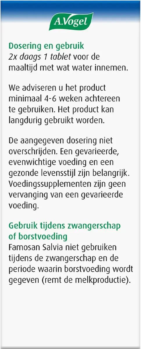 A.Vogel Famosan Overgang Salvia Tabletten 60 Stuks