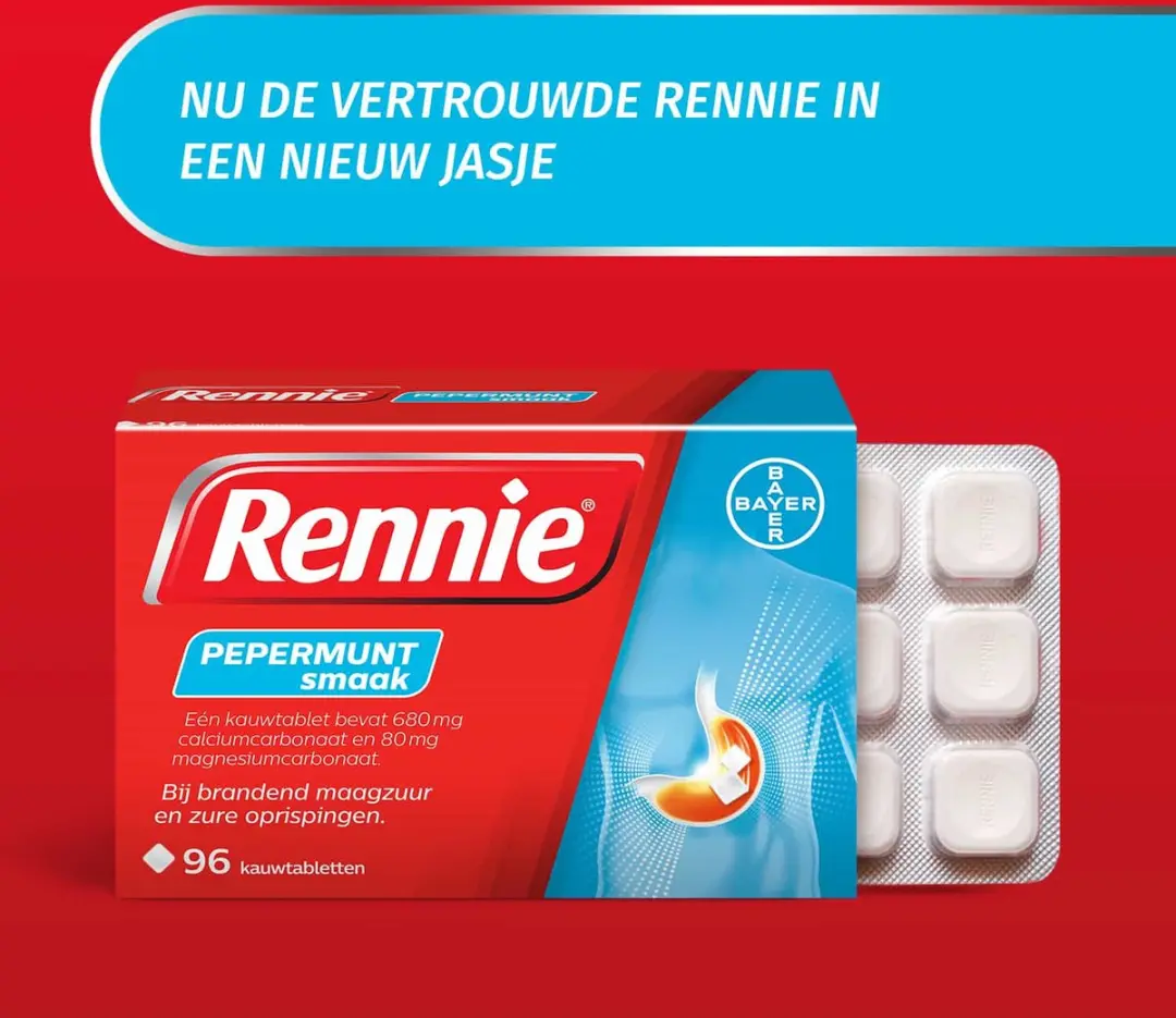Rennie Pepermunt Kauwtabletten 96 Stuks