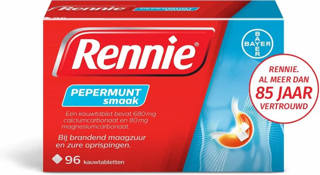 Rennie Pepermunt Kauwtabletten 96 Stuks