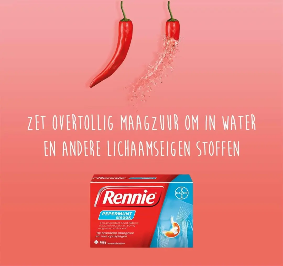 Rennie Pepermunt Kauwtabletten 96 Stuks