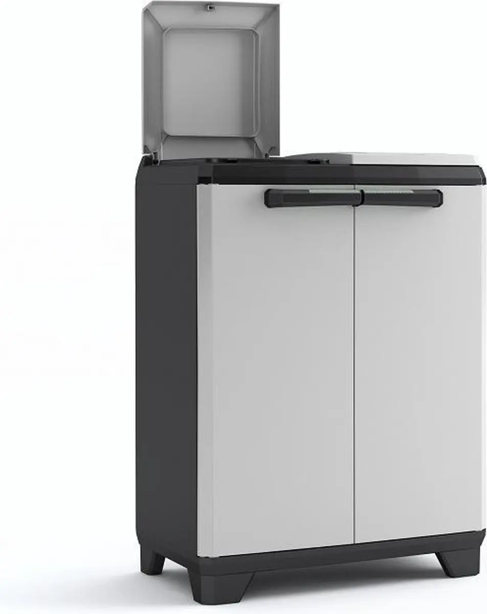 Keter Split Premium Buitenprullenbak 220L - 68x39x92cm - Zwart/Grijs